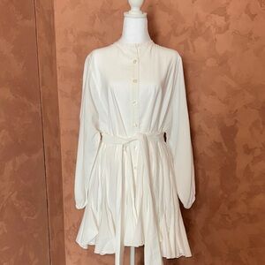 Elegant Cream Button-Down Dress